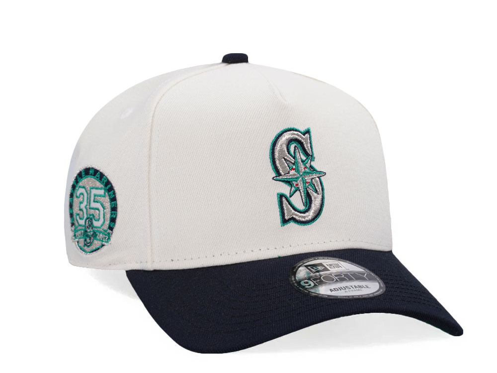 New Era Seattle Mariners 35th Anniversary Chrome Two Tone Edition 9Forty A Frame Snapback Gorra