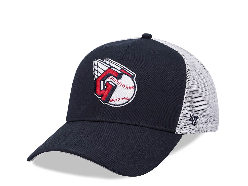 47Brand Cleveland Guardians Navy Branson Mesh All MVP Trucker Snapback Gorra