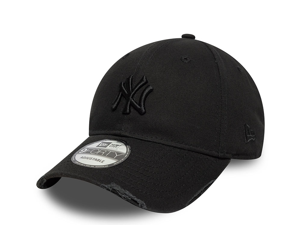 New Era New York Yankees Wash Distress Black Edition 9Forty Strapback Gorra