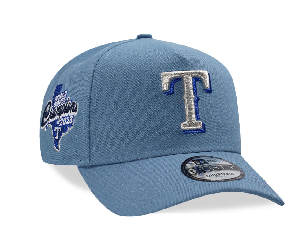 New Era Texas Rangers World Series Champions 2023 Blue Metallic Edition 9Forty A Frame Snapback Gorra