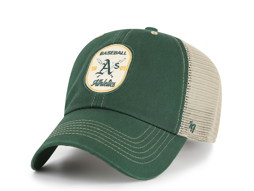 47 Brand Oakland Athletics Cross Patch Dark Green Trucker Clean Up Snapback Gorra