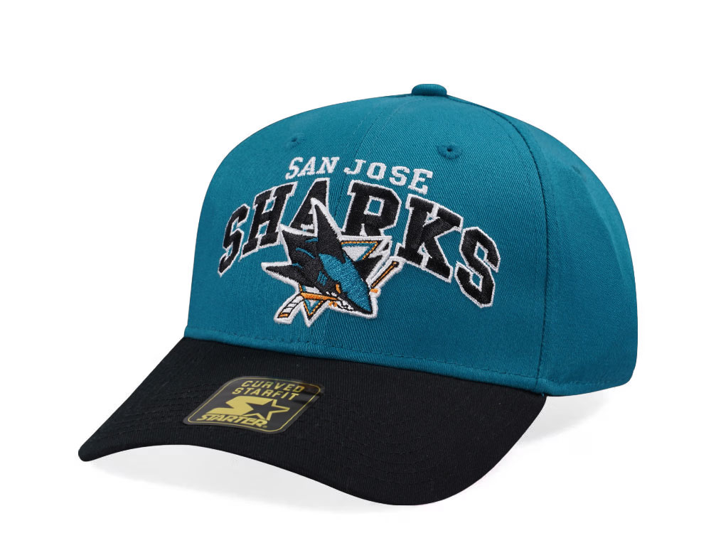 Starter San Jose Sharks Crowd Pleaser Edition Teal Curved Snapback Gorra