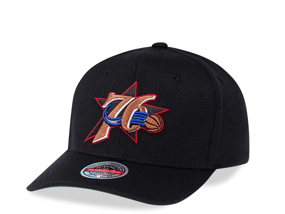 Mitchell & Ness Philadelphia 76ers Team Ground Red Line Black Solid Flex Snapback Gorra