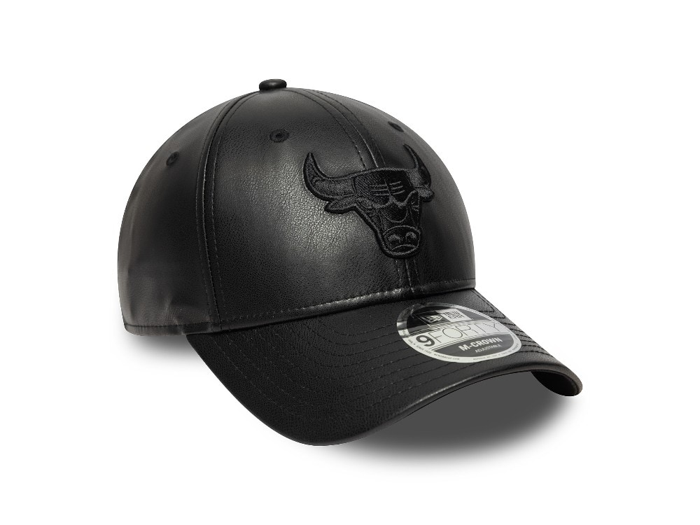 New Era Chicago Bulls Black PU Leather Edition 9Forty M Crown Snapback Gorra