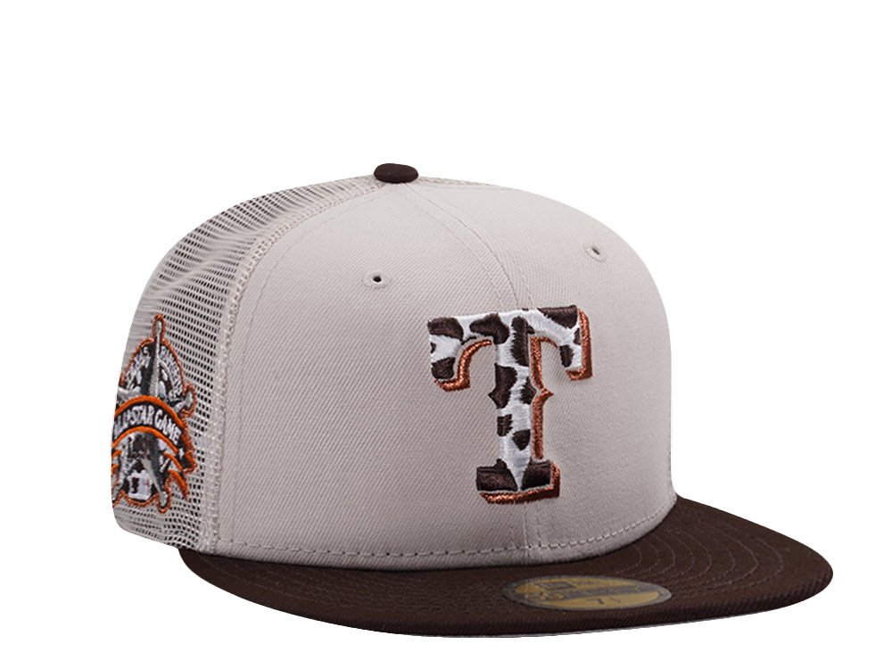 New Era Texas Rangers All Star Game 1995 Stone Two Tone Edition 59Fifty Trucker Fitted Gorra