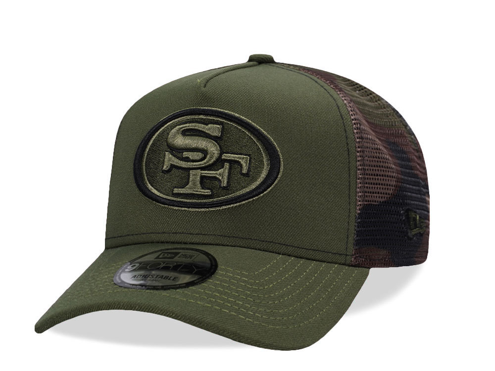 New Era San Francisco 49ers Green Camo Trucker Edition 9Forty A Frame Snapback Gorra