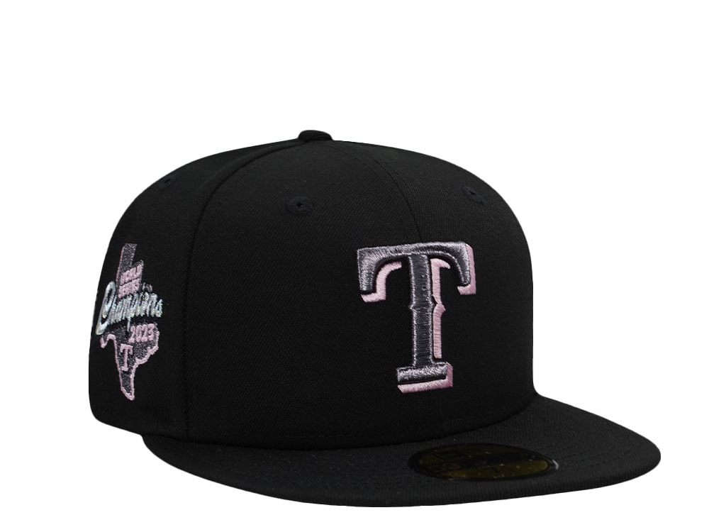 New Era Texas Rangers World Series Champions 2023 Liquid Titanium Pink Edition 59Fifty Fitted Gorra